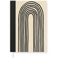 MuchoWow Notitieboek - Schrijfboek - Boogvormen - Zwart - Strak - Notitieboekje klein - A5 formaat - Schrijfblok
