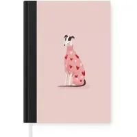 MuchoWow Notitieboek - Schrijfboek - Hond - Hartjes - Roze - Notitieboekje klein - A5 formaat - Schrijfblok