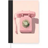 MuchoWow Notitieboek - Schrijfboek - Draaischijftelefoon - Retro - Roze - Notitieboekje klein - A5 formaat - Schrijfblok