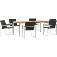 vidaXL Tuin Eettafel Set 7 st Massief acaciahout en roestvrij staal