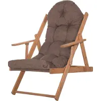 Springos Houten Ligstoel - Ligbed - Met Kussen - Verstelbaar - Weersbestendig - Bruin - Grenenhout - 90 x 71 x 103 Cm