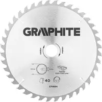 Graphite Circelzaagblad voor Hout 250mm, Asgat 30mm, Tanden 40, Dikte 3,2, Vulringen 16/20/25, TCT