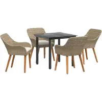 vidaXL Tuinset, 5-delig, beige, polyrotan
