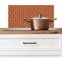 KitchenYeah Spatscherm keuken 60x30 cm - Kookplaat achterwand Nostalgisch - Kust - Zee - Zonnig - Bruin - Oranje - Muurbeschermer - Spatwand fornuis - Hoogwaardig aluminium
