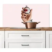 KitchenYeah Spatscherm keuken 120x60 cm - Kookplaat achterwand Spiegel - Rode lippen - Muurbeschermer - Spatwand fornuis - Hoogwaardig aluminium