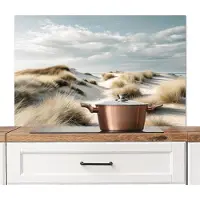 KitchenYeah Spatscherm keuken 100x65 cm - Kookplaat achterwand Duinen - Gras - Sporen - Wolken - Muurbeschermer - Spatwand fornuis - Hoogwaardig aluminium