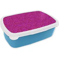 MuchoWow Broodtrommel Blauw - Lunchbox Vloeiend - Olie - Verf - Texturen - Fel roze - Brooddoos 18x12x6 cm - Brood lunch box - Broodtrommels voor kinderen en volwassenen