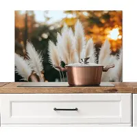 KitchenYeah Spatscherm keuken 80x55 cm - Kookplaat achterwand Pampasgras - Pluimen - Sierlijk - Muurbeschermer - Spatwand fornuis - Hoogwaardig aluminium