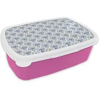 MuchoWow Broodtrommel Roze - Lunchbox Frans - Citroen - Royaal - Blauw - Geel - Brooddoos 18x12x6 cm - Brood lunch box - Broodtrommels voor kinderen en volwassenen