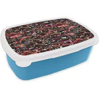 MuchoWow Broodtrommel Blauw - Lunchbox Spat - Abstract - Waterverf - Zacht - Brooddoos 18x12x6 cm - Brood lunch box - Broodtrommels voor kinderen en volwassenen