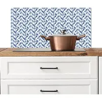KitchenYeah Spatscherm keuken 90x45 cm - Kookplaat achterwand Nautisch - Chic - Diamant - Blauw - Wit - Muurbeschermer - Spatwand fornuis - Hoogwaardig aluminium