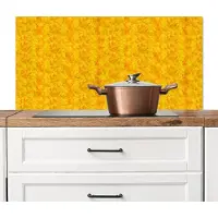 KitchenYeah Spatscherm keuken 100x50 cm - Kookplaat achterwand Vloeiend - Olie - Verf - Texturen - Geel - Muurbeschermer - Spatwand fornuis - Hoogwaardig aluminium