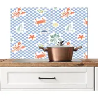 KitchenYeah Spatscherm keuken 80x55 cm - Kookplaat achterwand Italiaans - Zee - Sfeer - Zeilboot - Citroen - Blauw - Muurbeschermer - Spatwand fornuis - Hoogwaardig aluminium
