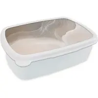 MuchoWow Broodtrommel Wit - Lunchbox Golvende lijnen - Luchtstromen - Harmonieus - Brooddoos 18x12x6 cm - Brood lunch box - Broodtrommels voor kinderen en volwassenen