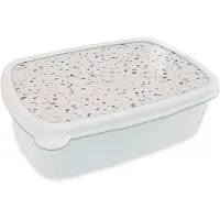 MuchoWow Broodtrommel Wit - Lunchbox Terrazzo - Patroon - Créme - Brooddoos 18x12x6 cm - Brood lunch box - Broodtrommels voor kinderen en volwassenen