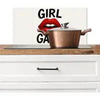 KitchenYeah Spatscherm keuken 60x30 cm - Kookplaat achterwand Lip - Girl - Rood - Letters - Muurbeschermer - Spatwand fornuis - Hoogwaardig aluminium
