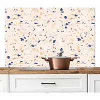 KitchenYeah Spatscherm keuken 120x80 cm - Kookplaat achterwand Terrazzo - Patroon - Kleurrijk - Indigo - Muurbeschermer - Spatwand fornuis - Hoogwaardig aluminium
