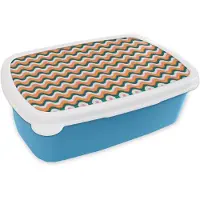 MuchoWow Broodtrommel Blauw - Lunchbox Retro - Disco - 70s - Golven - Multi - Brooddoos 18x12x6 cm - Brood lunch box - Broodtrommels voor kinderen en volwassenen