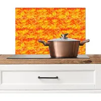KitchenYeah Spatscherm keuken 60x40 cm - Kookplaat achterwand Vloeiend - Olie - Verf - Texturen - Oranje - Geel - Muurbeschermer - Spatwand fornuis - Hoogwaardig aluminium