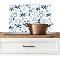 KitchenYeah Spatscherm keuken 60x40 cm - Kookplaat achterwand ]Italiaans - Zee - Sfeer - Strand - Blauw - Wit - Muurbeschermer - Spatwand fornuis - Hoogwaardig aluminium