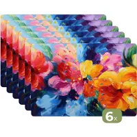 KitchenYeah Placemats - 6 stuks - 45x30 cm - Placemat kunststof - Golvend - Energie - warm - Borden onderleggers - Decoratie voor op tafel - Keuken tafeldecoratie accessoires - Vinyl onderlegger - Tafelversiering