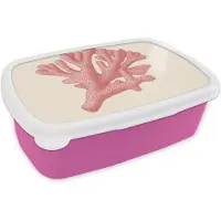 MuchoWow Broodtrommel Roze - Lunchbox Koraal - Stipjes - Roze - Brooddoos 18x12x6 cm - Brood lunch box - Broodtrommels voor kinderen en volwassenen