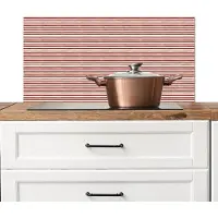 KitchenYeah Spatscherm keuken 80x40 cm - Kookplaat achterwand Nautisch - Chic - Strepen - Rood - Muurbeschermer - Spatwand fornuis - Hoogwaardig aluminium