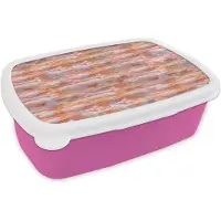 MuchoWow Broodtrommel Roze - Lunchbox Vloeiend - Olie - Verf - Texturen - Multi - Tonen - Brooddoos 18x12x6 cm - Brood lunch box - Broodtrommels voor kinderen en volwassenen