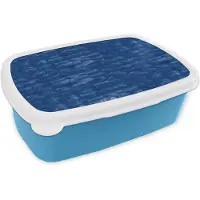 MuchoWow Broodtrommel Blauw - Lunchbox Vloeiend - Olie - Verf - Texturen - Strepen - Blauw - Brooddoos 18x12x6 cm - Brood lunch box - Broodtrommels voor kinderen en volwassenen