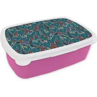 MuchoWow Broodtrommel Roze - Lunchbox Retro - Disco - Swingend - 70s - Multi - Brooddoos 18x12x6 cm - Brood lunch box - Broodtrommels voor kinderen en volwassenen