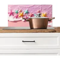 KitchenYeah Spatscherm keuken 60x30 cm - Kookplaat achterwand Zeesterren - Strand - Golven - Muurbeschermer - Spatwand fornuis - Hoogwaardig aluminium