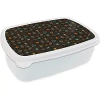 MuchoWow Broodtrommel Wit - Lunchbox Nostalgisch - Kust - Zee - vis - koraal - Donker - Multi - Brooddoos 18x12x6 cm - Brood lunch box - Broodtrommels voor kinderen en volwassenen
