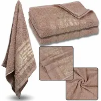 Sarcia.eu Bruine Katoenen Handdoek met Gouden Borduurwerk, Badhanddoek 70x135 cm
