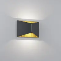 HELESTRA LED wandlamp VID, zwart/goud, up/down, IP65 dimbaar, zwart, Werkkamer / Kantoor, Aluminium, LED wandlamp
