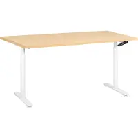 Beliani DESTINAS - Sta-bureau - Wit/Lichtbruin - 160 x 72 cm - Vezelplaat