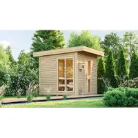 Weka Saunahuis Kuopio, zonder oven, met raam en houten deur met isolerend glas, voorzien van warmte-isolatie