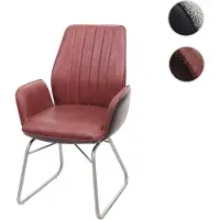 Mendler Eetkamerstoel HWC-G73, keukenstoel/schommelstoel, met wiegfunctie, bekleding van stof en kunstleer, roestvrij staal geborsteld, bruin, met een suède-look