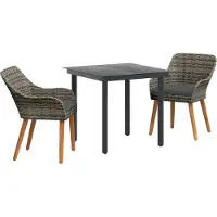 vidaXL Tuinset, 3 stuks, grijs, polyrotan