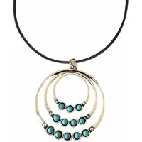 Charme Bijoux Ketting -turquoise -zilverkleur -verstelbaar zwart suede koord -