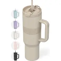 Onyx Drinkfles met Rietje - 1.2 Liter - Waterfles voor Kinderen & Volwassenen - Beige