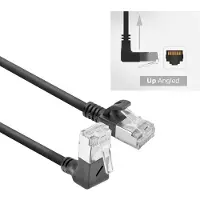ACT UFTP CAT6a slimline netwerkkabel | haaks (boven) / recht | LSZH | zwart | 1,5 meter