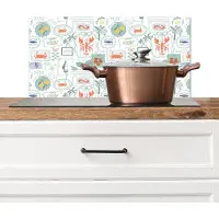KitchenYeah Spatscherm keuken 60x30 cm - Kookplaat achterwand Italiaans - Zee - Sfeer - kreeft - Citroen - Multi - Muurbeschermer - Spatwand fornuis - Hoogwaardig aluminium