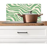 KitchenYeah Spatscherm keuken 70x30 cm - Kookplaat achterwand Zebrapatroon - Groen - Retro - Muurbeschermer - Spatwand fornuis - Hoogwaardig aluminium