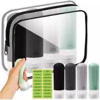 Trizand travel cosmetic bag – navulbare reisflesjes + transparant toilettasje