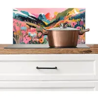 KitchenYeah Spatscherm keuken 60x30 cm - Kookplaat achterwand Rivier - Diepte - Bloemen - Muurbeschermer - Spatwand fornuis - Hoogwaardig aluminium