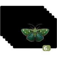 KitchenYeah Placemats - 6 stuks - 45x30 cm - Placemat kunststof - Mot - Levendig - Groen - Borden onderleggers - Decoratie voor op tafel - Keuken tafeldecoratie accessoires - Vinyl onderlegger - Tafelversiering
