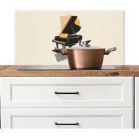KitchenYeah Spatscherm keuken 80x40 cm - Kookplaat achterwand Vleugel - Zwart - Abstract - Illustratie - Muurbeschermer - Spatwand fornuis - Hoogwaardig aluminium