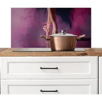 KitchenYeah Spatscherm keuken 80x40 cm - Kookplaat achterwand Spitzen - Paars - Contrast - Muurbeschermer - Spatwand fornuis - Hoogwaardig aluminium