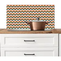 KitchenYeah Spatscherm keuken 90x45 cm - Kookplaat achterwand Retro - Disco - 70s - Golven - Multi - Muurbeschermer - Spatwand fornuis - Hoogwaardig aluminium