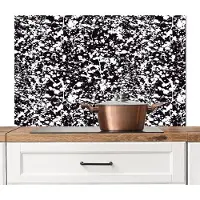KitchenYeah Spatscherm keuken 100x65 cm - Kookplaat achterwand Spat - Abstract - Waterverf - Stippen - Zwart - Wit - Muurbeschermer - Spatwand fornuis - Hoogwaardig aluminium